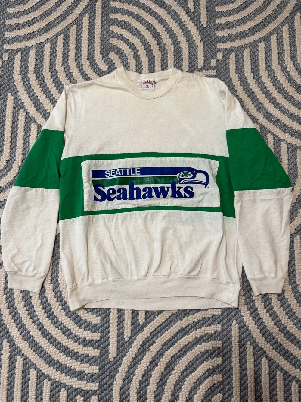 Vintage Seattle Seahawks Color Block Crewneck Sweatshirt NFL
